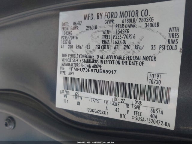 Aukcja sprzedaży 2007 Ford Explorer Xlt, vin: 1FMEU73E97UB85917, numer aukcji: 46223291