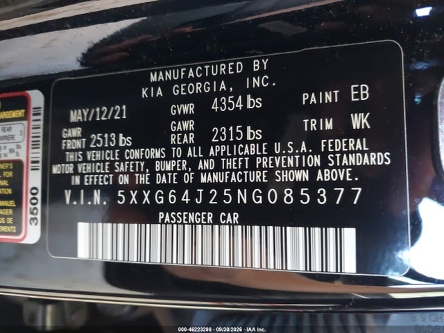 5XXG64J25NG085377 KIA K5 Gt-line