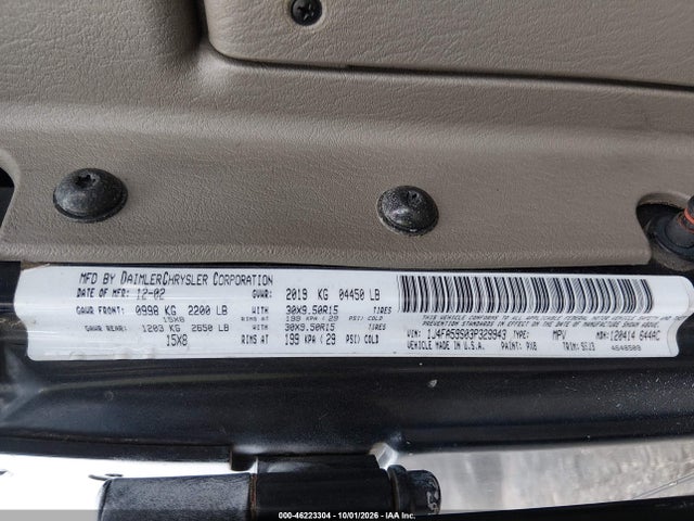 Продаж на аукціоні авто 2003 Jeep Wrangler Sahara, vin: 1J4FA59S03P329943, номер лоту: 46223304