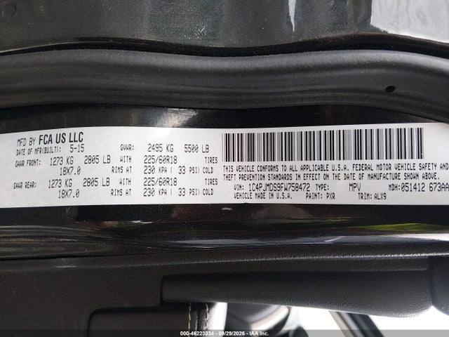 Продаж на аукціоні авто 2015 Jeep Cherokee Limited, vin: 1C4PJMDS9FW758472, номер лоту: 46223334