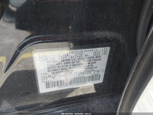 46223408 :رقم المزاد ، 3N1AB7AP5JY254235 vin ، 2018 Nissan Sentra S مزاد بيع