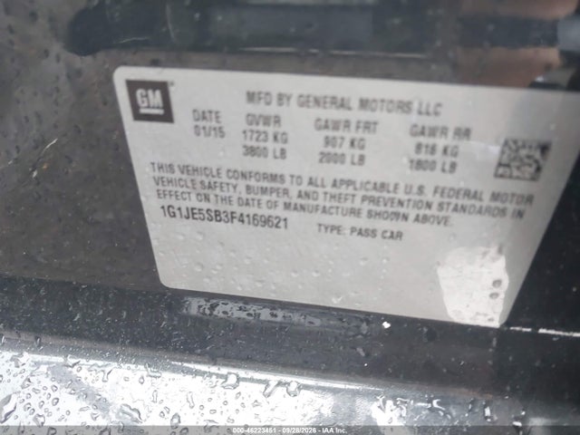 Chevrolet Sonic Ltz Auto 2015 1G1JE5SB3F4169621 Image 9