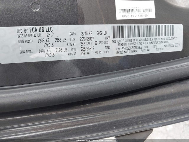 Aukcja sprzedaży 2017 Dodge Grand Caravan Sxt, vin: 2C4RDGCG7HR685659, numer aukcji: 46223473