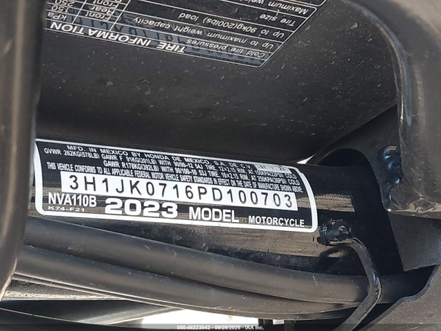 2023 Honda Nva110 B მანქანა იყიდება აუქციონზე, vin: 3H1JK0716PD100703, აუქციონის ნომერი: 46223542