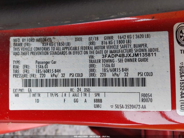 Ford FIESTA SE 2018 3FADP4BJXJM135811 Image 9