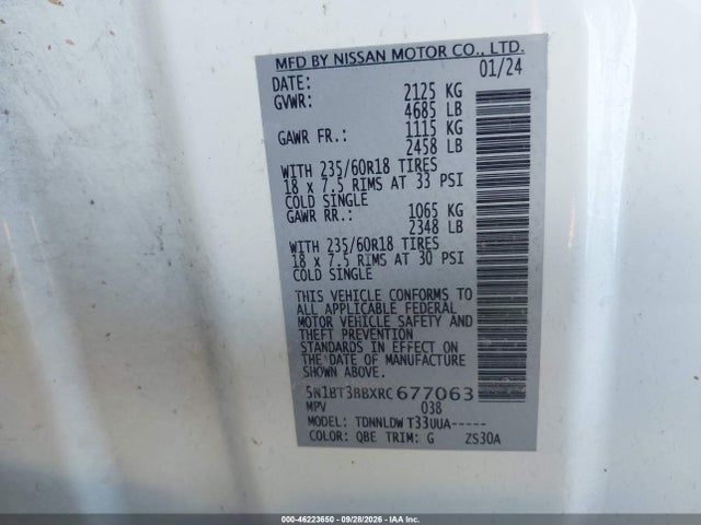 Продаж на аукціоні авто 2024 Nissan Rogue Sv Intelligent Awd, vin: 5N1BT3BBXRC677063, номер лоту: 46223650