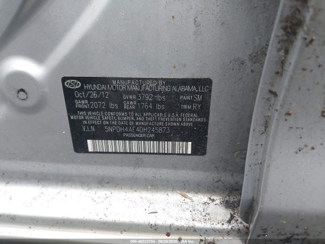 Продаж на аукціоні авто 2013 Hyundai Elantra Limited, vin: 5NPDH4AE4DH245873, номер лоту: 46223704