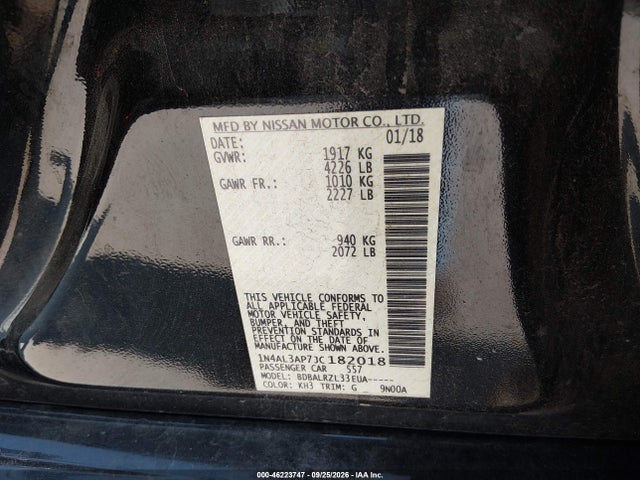 Nissan Altima 2.5 Sl 2018 1N4AL3AP7JC182018 Image 9