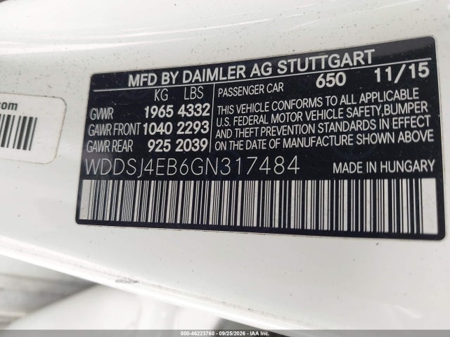 Продаж на аукціоні авто 2016 Mercedes-benz Cla 250, vin: WDDSJ4EB6GN317484, номер лоту: 46223760