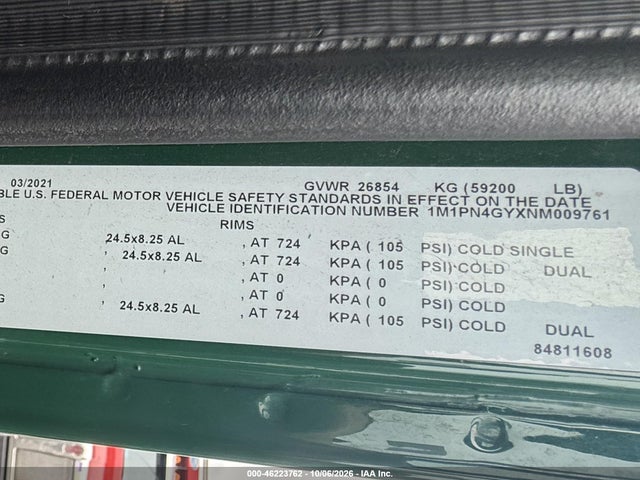 Продажа на аукционе авто 2022 Mack Pinnacle, vin: 1M1PN4GYXNM009761, номер лота: 46223762