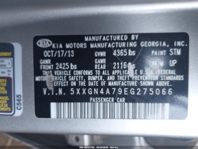 Продаж на аукціоні авто 2014 Kia Optima Ex, vin: 5XXGN4A79EG275066, номер лоту: 46223796