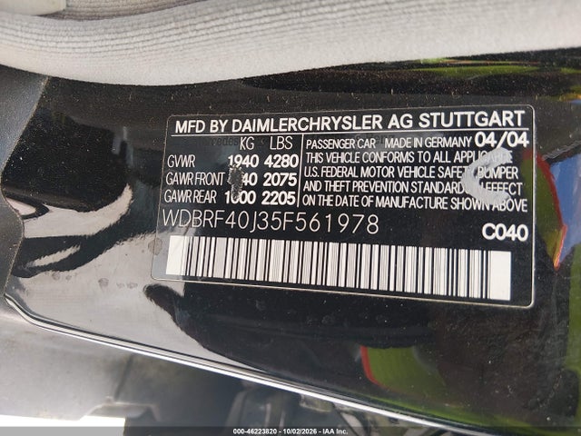 Aukcja sprzedaży 2005 Mercedes-benz C 230 Kompressor Sport, vin: WDBRF40J35F561978, numer aukcji: 46223820