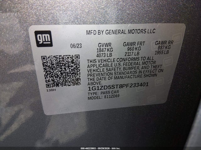 2023 Chevrolet Malibu Fwd 1lt მანქანა იყიდება აუქციონზე, vin: 1G1ZD5ST8PF233401, აუქციონის ნომერი: 46223903