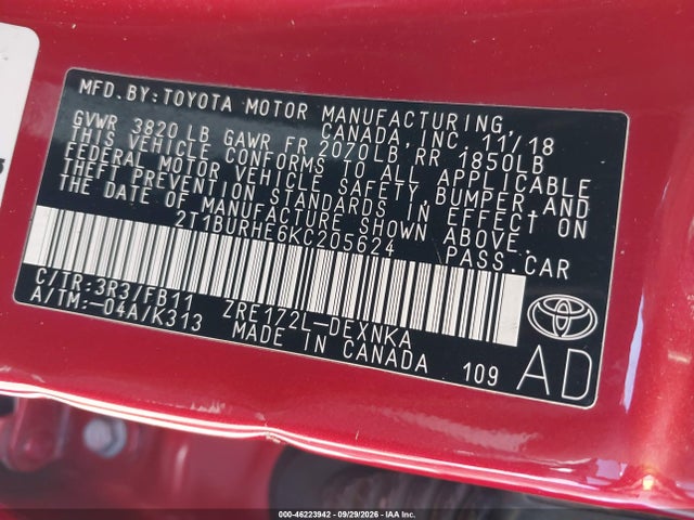 Toyota COROLLA LE 2019 2T1BURHE6KC205624 Image 9