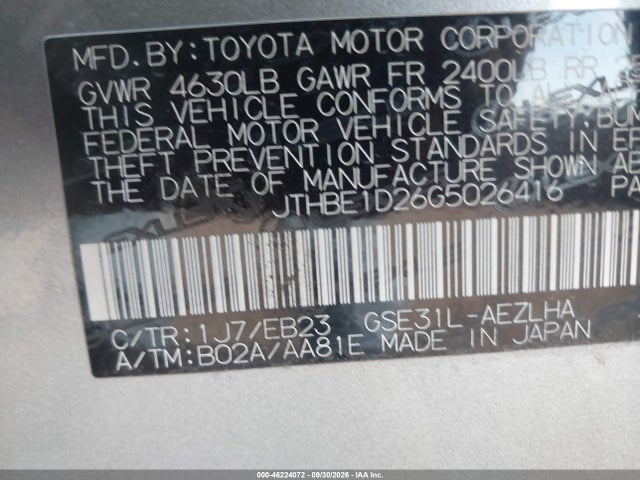 2016 Lexus Is 350 მანქანა იყიდება აუქციონზე, vin: JTHBE1D26G5026416, აუქციონის ნომერი: 46224072