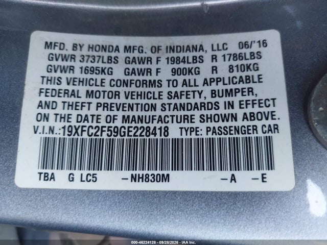 19XFC2F59GE228418 Honda Civic Lx