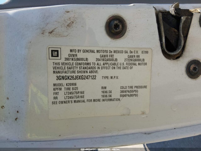 Продажа на аукционе авто 1999 Chevrolet Suburban K2500, vin: 3GNGK26J6XG247122, номер лота: 46224131