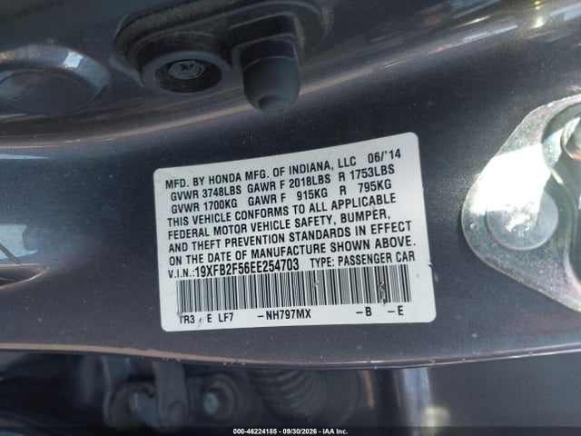 Honda Civic Lx 2014 19XFB2F56EE254703 Image 9