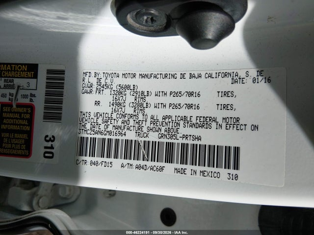 Aukcja sprzedaży 2016 Toyota Tacoma Trd Off Road, vin: 3TMCZ5AN6GM016964, numer aukcji: 46224191