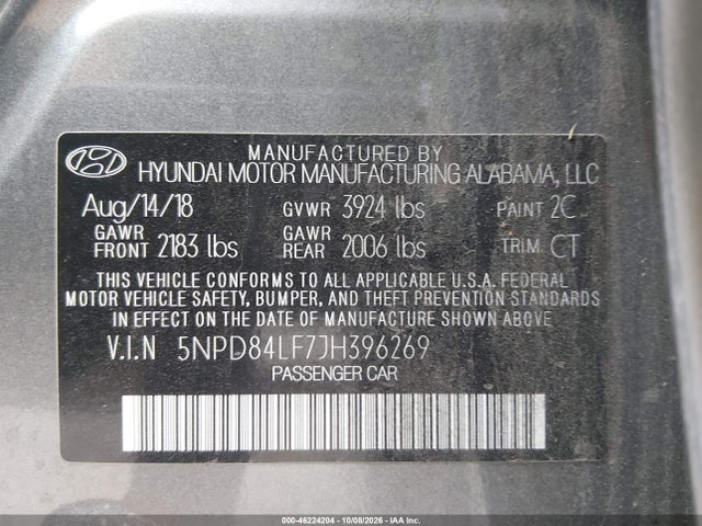 Hyundai Elantra Value Edition 2018 5NPD84LF7JH396269 Image 9