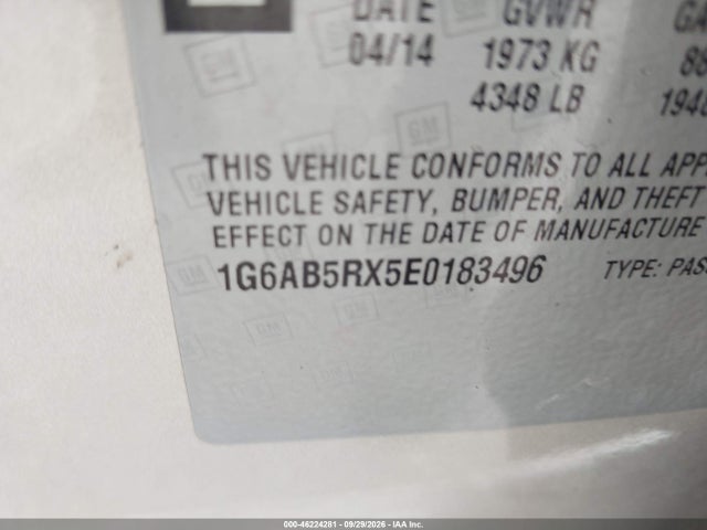 Aukcja sprzedaży 2014 Cadillac Ats Luxury, vin: 1G6AB5RX5E0183496, numer aukcji: 46224281