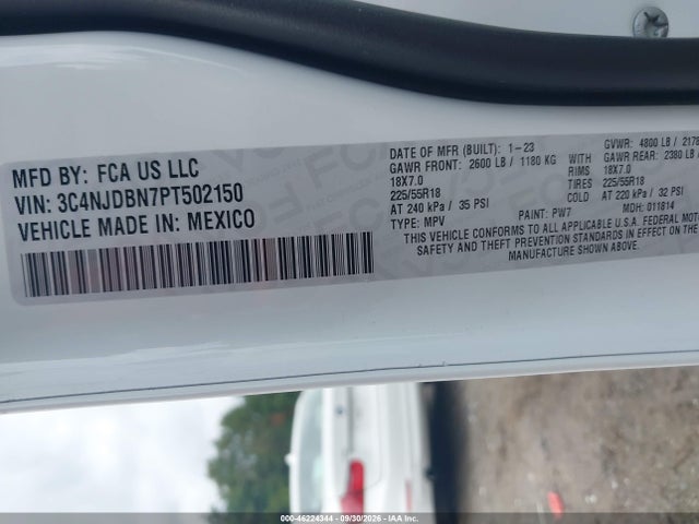 Продаж на аукціоні авто 2023 Jeep Compass Altitude 4x4, vin: 3C4NJDBN7PT502150, номер лоту: 46224344
