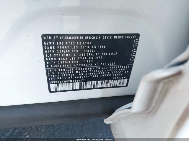 Продаж на аукціоні авто 2026 Volkswagen Tiguan Se R-line Black, vin: 3VVHR7RM8TM023827, номер лоту: 46224362