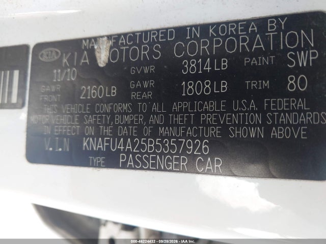 Продаж на аукціоні авто 2011 Kia Forte Ex, vin: KNAFU4A25B5357926, номер лоту: 46224432