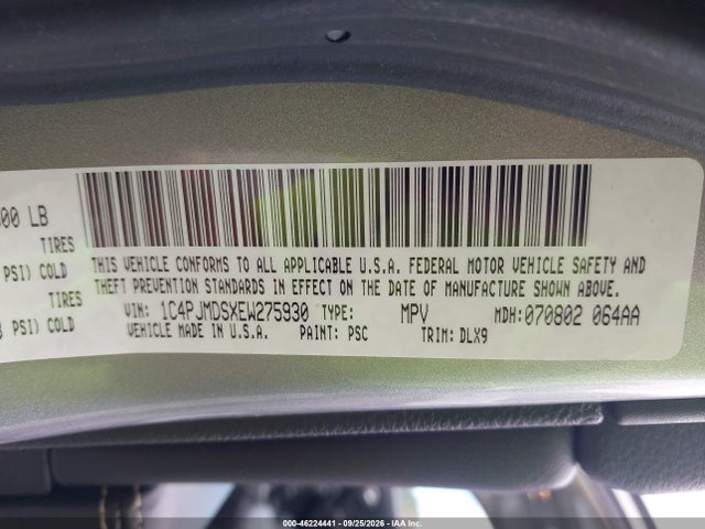 46224441 :رقم المزاد ، 1C4PJMDSXEW275930 vin ، 2014 Jeep Cherokee Limited مزاد بيع