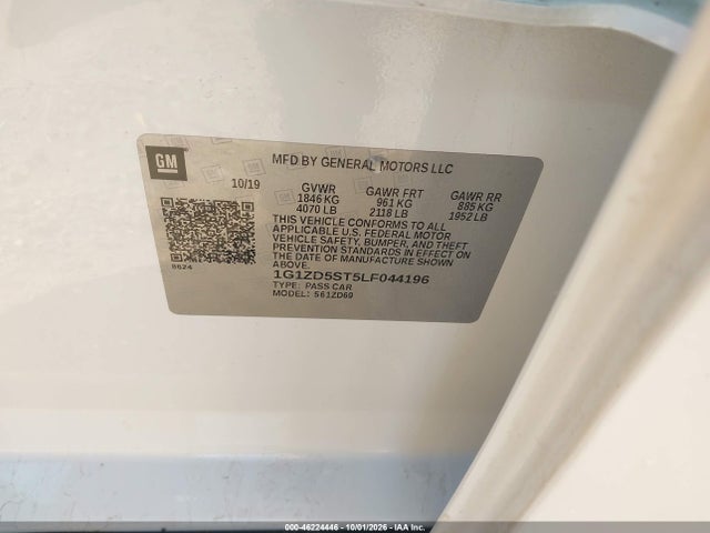 Aukcja sprzedaży 2020 Chevrolet Malibu Fwd Lt, vin: 1G1ZD5ST5LF044196, numer aukcji: 46224446