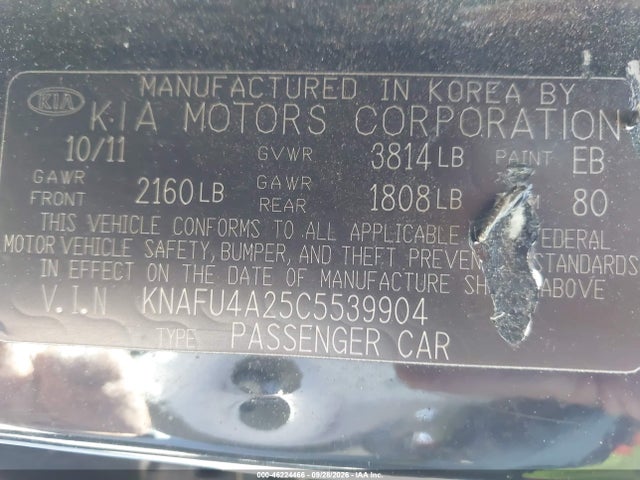 Продажа на аукционе авто 2012 Kia Forte Ex, vin: KNAFU4A25C5539904, номер лота: 46224466