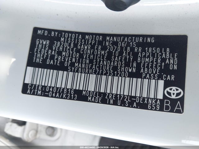 Toyota Corolla Le Plus 2015 5YFBURHE7FP351200 Image 9