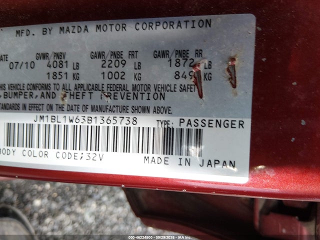 Продаж на аукціоні авто 2011 Mazda Mazda3 S Grand Touring, vin: JM1BL1W63B1365738, номер лоту: 46224500