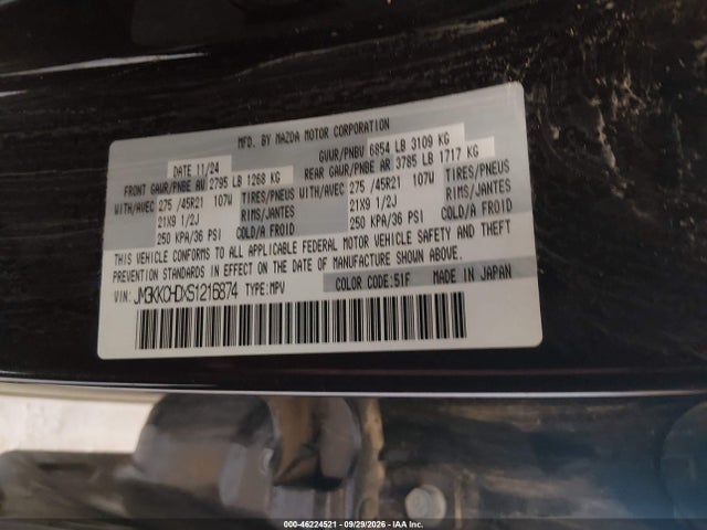 Продаж на аукціоні авто 2025 Mazda Cx-90 3.3 Turbo Premium Sport, vin: JM3KKCHDXS1216874, номер лоту: 46224521