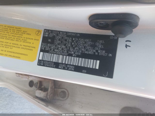 Aukcja sprzedaży 2008 Toyota Highlander, vin: JTEDS41A982044987, numer aukcji: 46224539