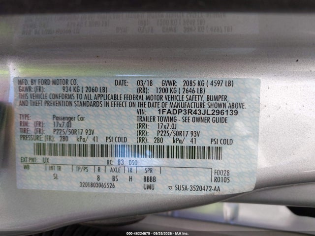 Ford FOCUS ELECTRIC 2018 1FADP3R43JL296139 Image 9