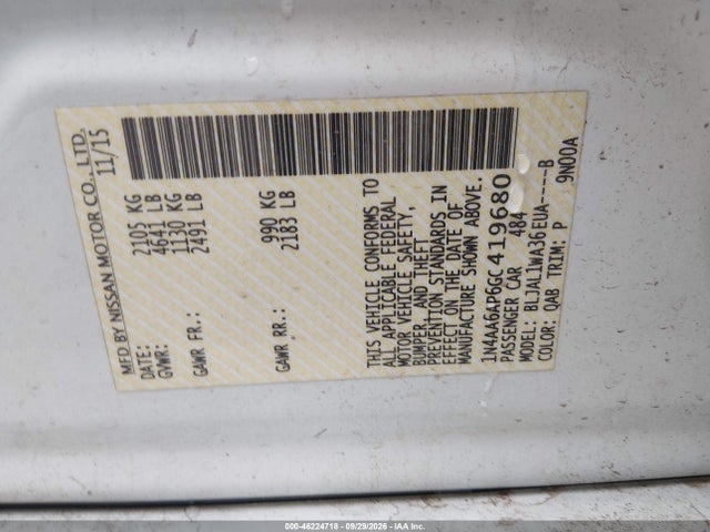 Nissan Maxima 3.5 Sr 2016 1N4AA6AP6GC419680 Image 9
