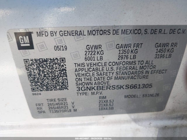 Продажа на аукционе авто 2019 Chevrolet Blazer Rs, vin: 3GNKBERS5KS661305, номер лота: 46224807