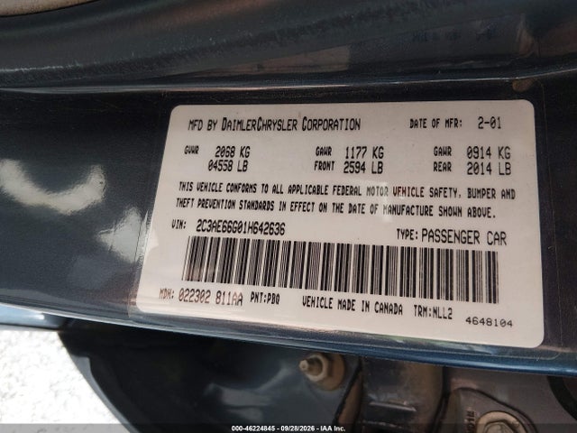 46224845 :رقم المزاد ، 2C3AE66G01H642636 vin ، 2001 Chrysler 300m مزاد بيع