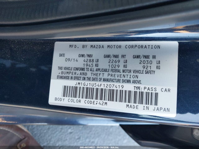 JM1GJ1U54F1207419 Mazda Mazda6 I Sport