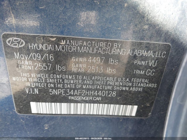 Hyundai Sonata Sport 2017 5NPE34AF2HH440128 Image 9