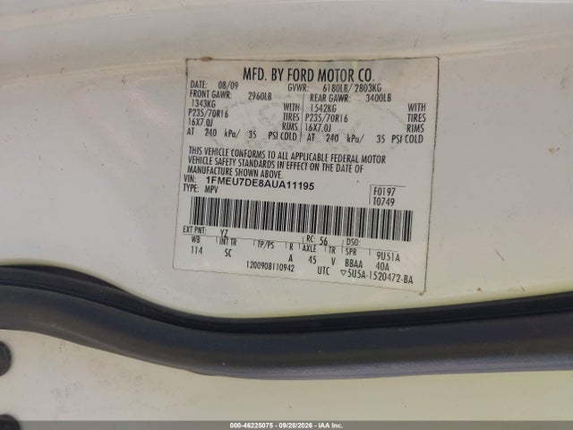 Продаж на аукціоні авто 2010 Ford Explorer Xlt, vin: 1FMEU7DE8AUA11195, номер лоту: 46225075