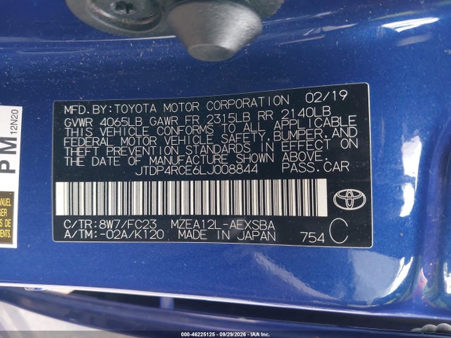 Продажа на аукционе авто 2020 Toyota Corolla Se, vin: JTDP4RCE6LJ008844, номер лота: 46225125