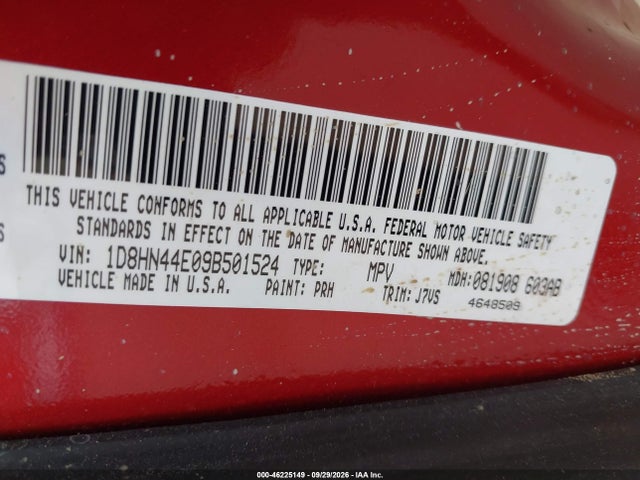 2009 Dodge Grand Caravan Se მანქანა იყიდება აუქციონზე, vin: 1D8HN44E09B501524, აუქციონის ნომერი: 46225149