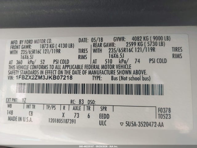 Ford Transit-350 Xl 2018 1FBZX2ZM3JKB07218 Image 9