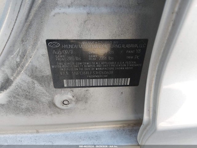 Aukcja sprzedaży 2018 Hyundai Elantra Sel, vin: 5NPD84LF3JH260608, numer aukcji: 46225224