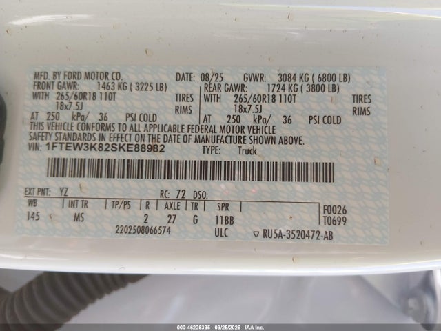 Ford F-150 Xlt 2025 1FTEW3K82SKE88982 Image 9