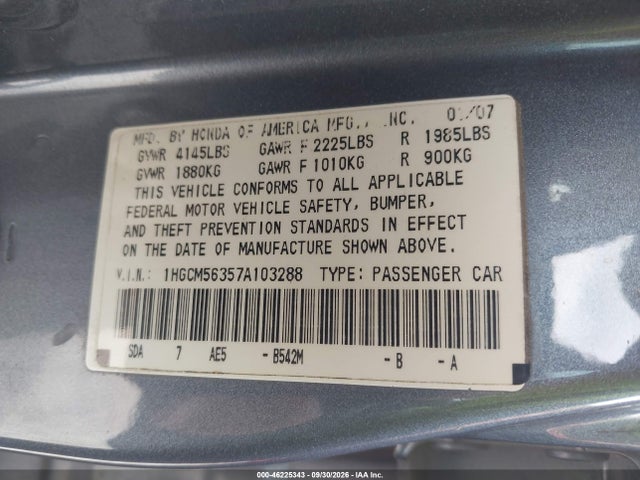 Продаж на аукціоні авто 2007 Honda Accord 2.4 Se, vin: 1HGCM56357A103288, номер лоту: 46225343