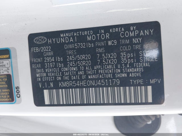 Продаж на аукціоні авто 2022 Hyundai Palisade Limited, vin: KM8R54HE0NU451179, номер лоту: 46225370