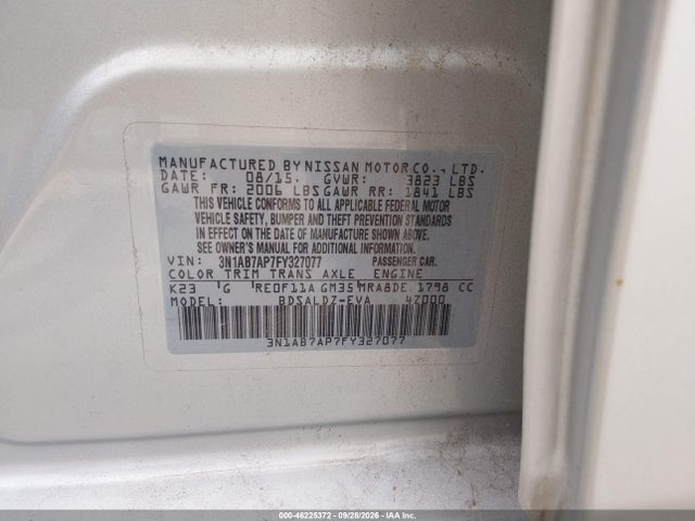 Продаж на аукціоні авто 2015 Nissan Sentra Sv, vin: 3N1AB7AP7FY327077, номер лоту: 46225372